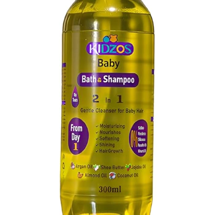 Kidzos Baby 2 In 1 Bath&Shampo Moisturizing, Nourishes, Softening, Shining&Hair Growth-300ml - Image 3